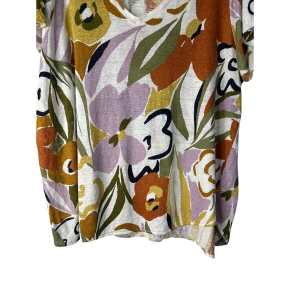 Rachel Zoe Linen Top Size 3X Multicolor Floral Summer Beach Vacation Boho Artsy - Picture 3 of 9